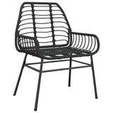 5 Piece Garden Dining Set Black Poly Rattan Glass