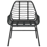 5 Piece Garden Dining Set Black Poly Rattan Glass