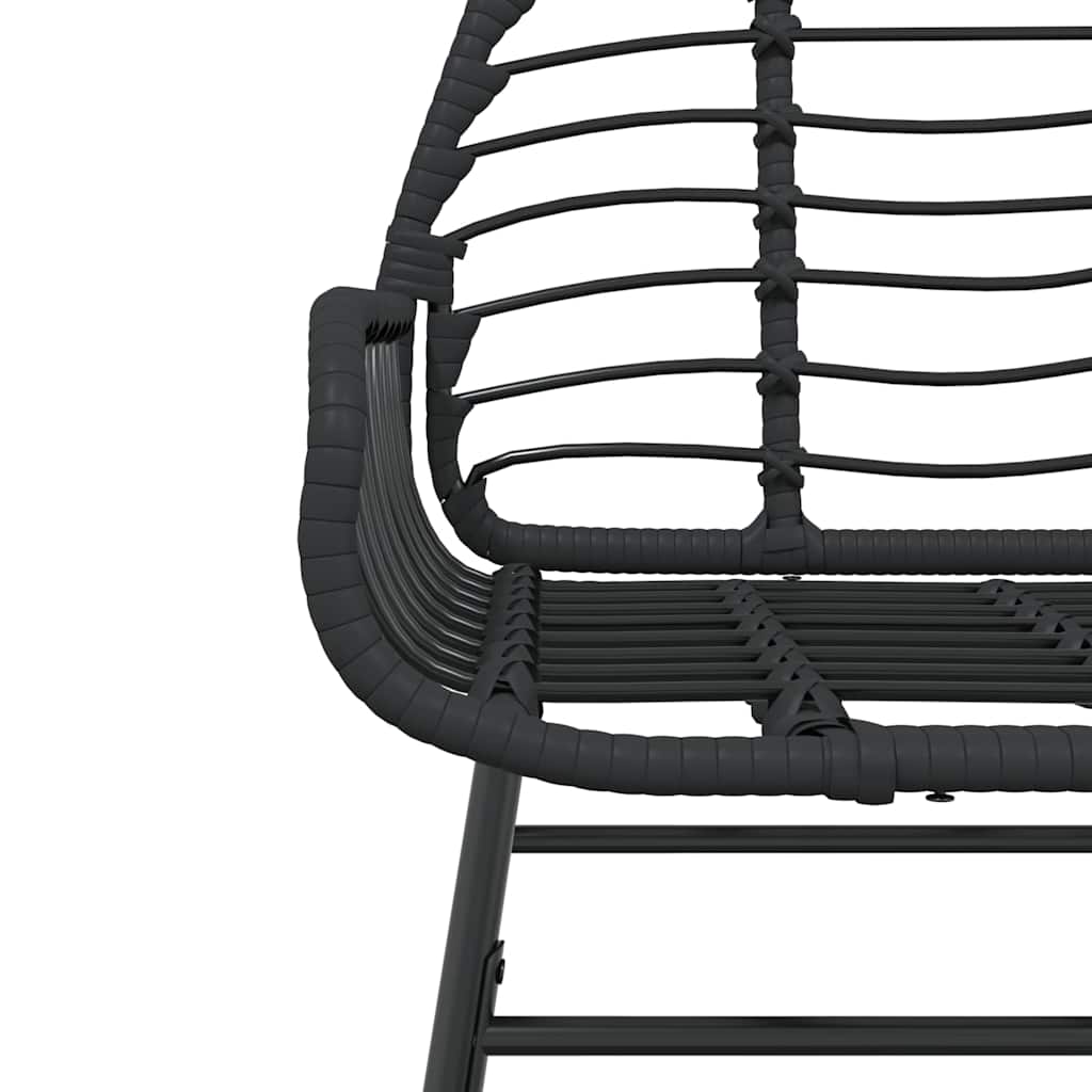 5 Piece Garden Dining Set Black Poly Rattan Glass