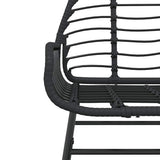 5 Piece Garden Dining Set Black Poly Rattan Glass