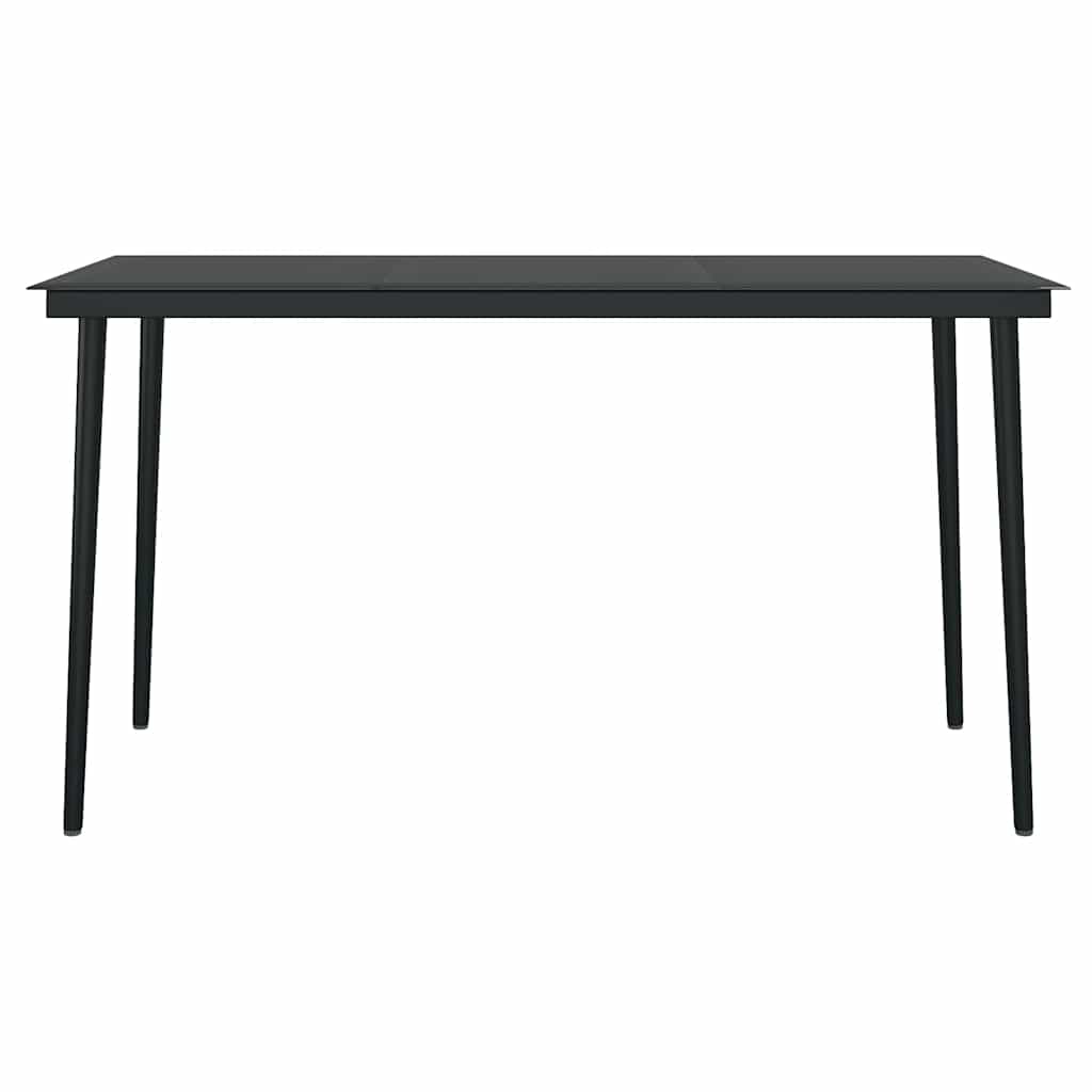 5 Piece Garden Dining Set Black Poly Rattan Glass
