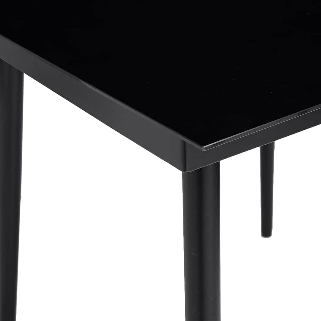 5 Piece Garden Dining Set Black Poly Rattan Glass