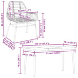 5 Piece Garden Dining Set Black Poly Rattan Glass
