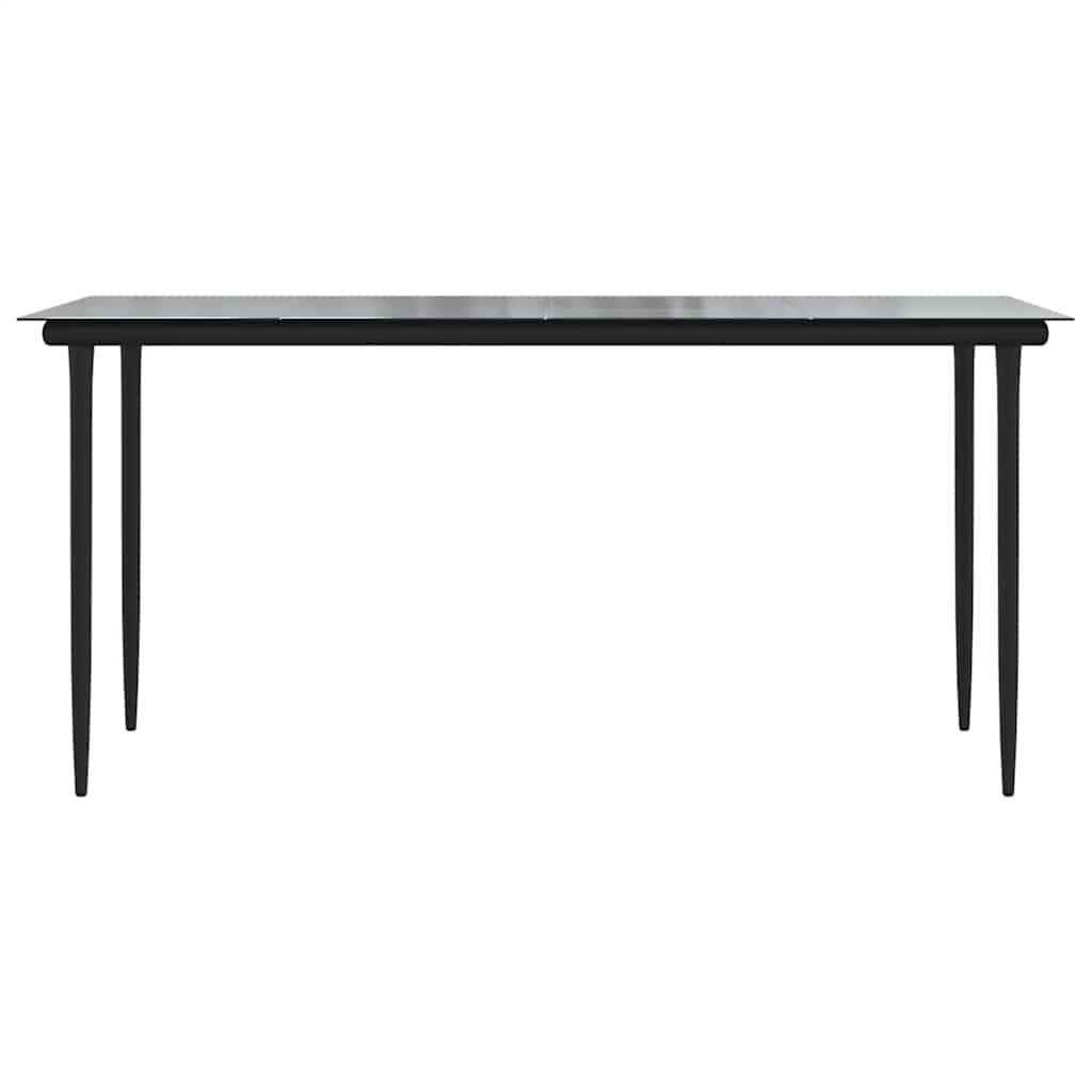 5 Piece Garden Dining Set Black Poly Rattan Glass
