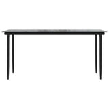 5 Piece Garden Dining Set Black Poly Rattan Glass