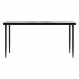 7 Piece Garden Dining Set Black Poly Rattan Glass