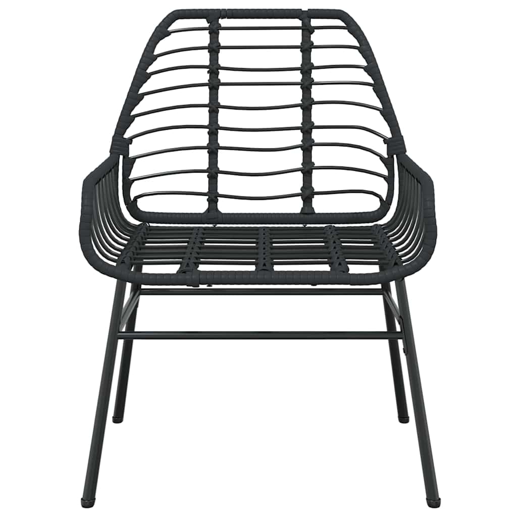 9 Piece Garden Dining Set Black Poly Rattan Glass