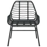 9 Piece Garden Dining Set Black Poly Rattan Glass