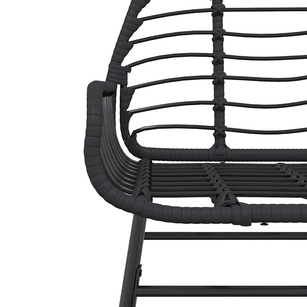 9 Piece Garden Dining Set Black Poly Rattan Glass