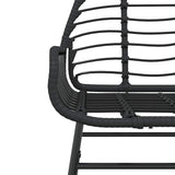9 Piece Garden Dining Set Black Poly Rattan Glass