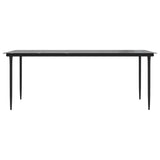 9 Piece Garden Dining Set Black Poly Rattan Glass