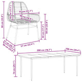 9 Piece Garden Dining Set Black Poly Rattan Glass