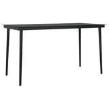 5 Piece Garden Dining Set Black Poly Rattan Glass