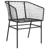 5 Piece Garden Dining Set Black Poly Rattan Glass
