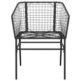 5 Piece Garden Dining Set Black Poly Rattan Glass