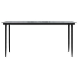 5 Piece Garden Dining Set Black Poly Rattan Glass