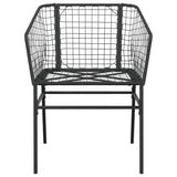7 Piece Garden Dining Set Black Poly Rattan Glass