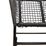 7 Piece Garden Dining Set Black Poly Rattan Glass
