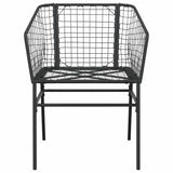 9 Piece Garden Dining Set Black Poly Rattan Glass