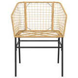 5 Piece Garden Dining Set Brown Poly Rattan Glass