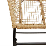 5 Piece Garden Dining Set Brown Poly Rattan Glass