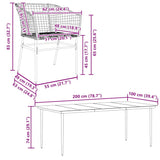 7 Piece Garden Dining Set Brown Poly Rattan Glass