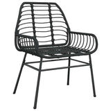 3 Piece Garden Dining Set Black Poly Rattan Glass