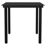 5 Piece Garden Dining Set Black Poly Rattan Glass