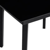 5 Piece Garden Dining Set Black Poly Rattan Glass