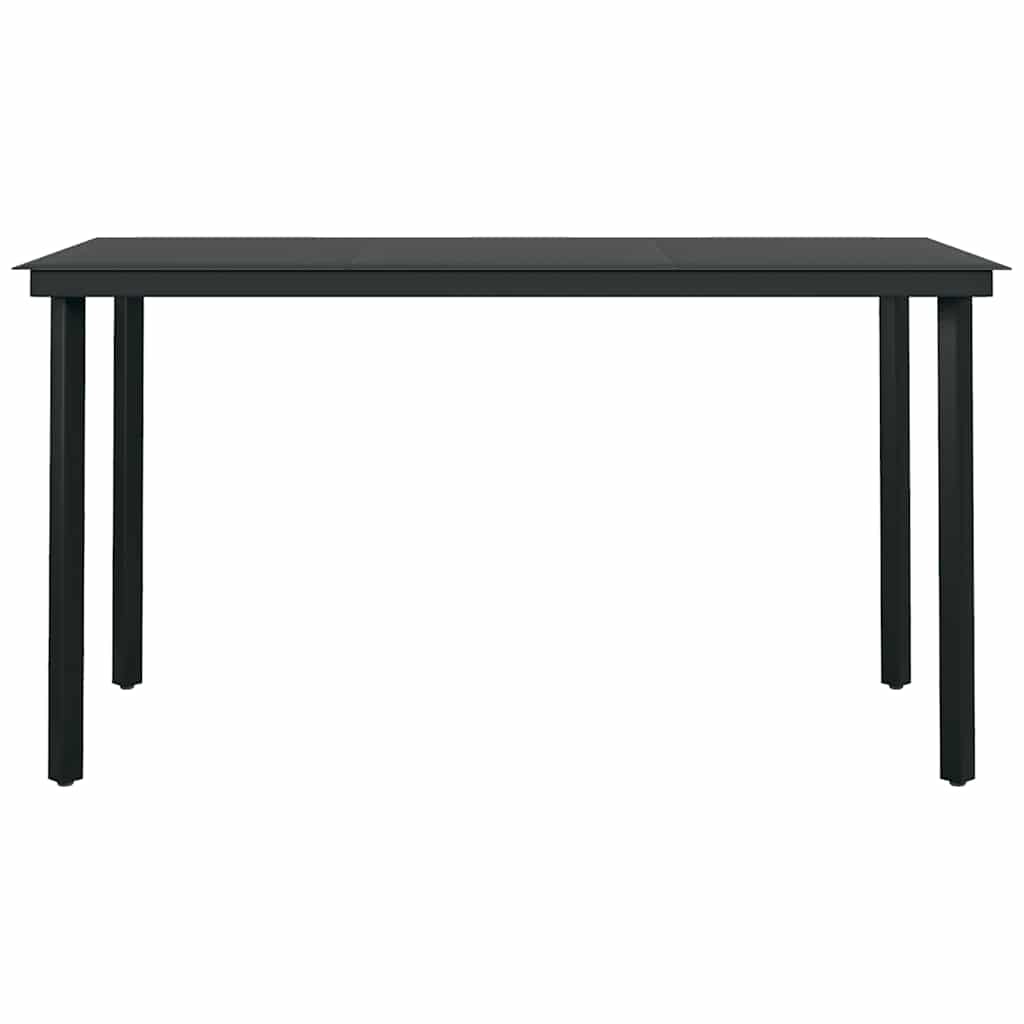 5 Piece Garden Dining Set Black Poly Rattan Glass