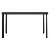 5 Piece Garden Dining Set Black Poly Rattan Glass