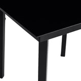 5 Piece Garden Dining Set Black Poly Rattan Glass