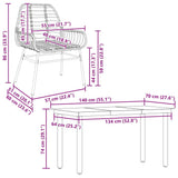 5 Piece Garden Dining Set Black Poly Rattan Glass