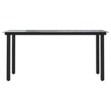 5 Piece Garden Dining Set Black Poly Rattan Glass