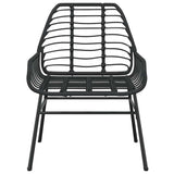7 Piece Garden Dining Set Black Poly Rattan Glass