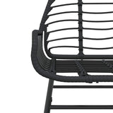 7 Piece Garden Dining Set Black Poly Rattan Glass