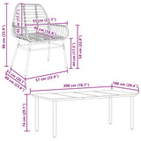 7 Piece Garden Dining Set Black Poly Rattan Glass