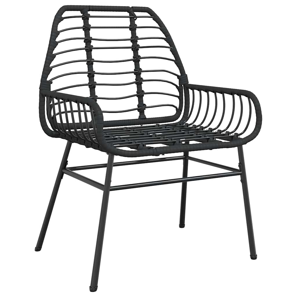 9 Piece Garden Dining Set Black Poly Rattan Glass