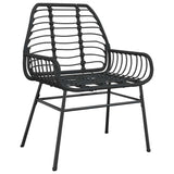 9 Piece Garden Dining Set Black Poly Rattan Glass