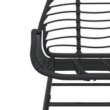 9 Piece Garden Dining Set Black Poly Rattan Glass
