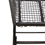 3 Piece Garden Dining Set Black Poly Rattan Glass