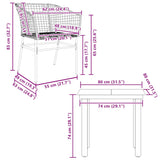 3 Piece Garden Dining Set Black Poly Rattan Glass
