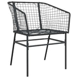5 Piece Garden Dining Set Black Poly Rattan Glass