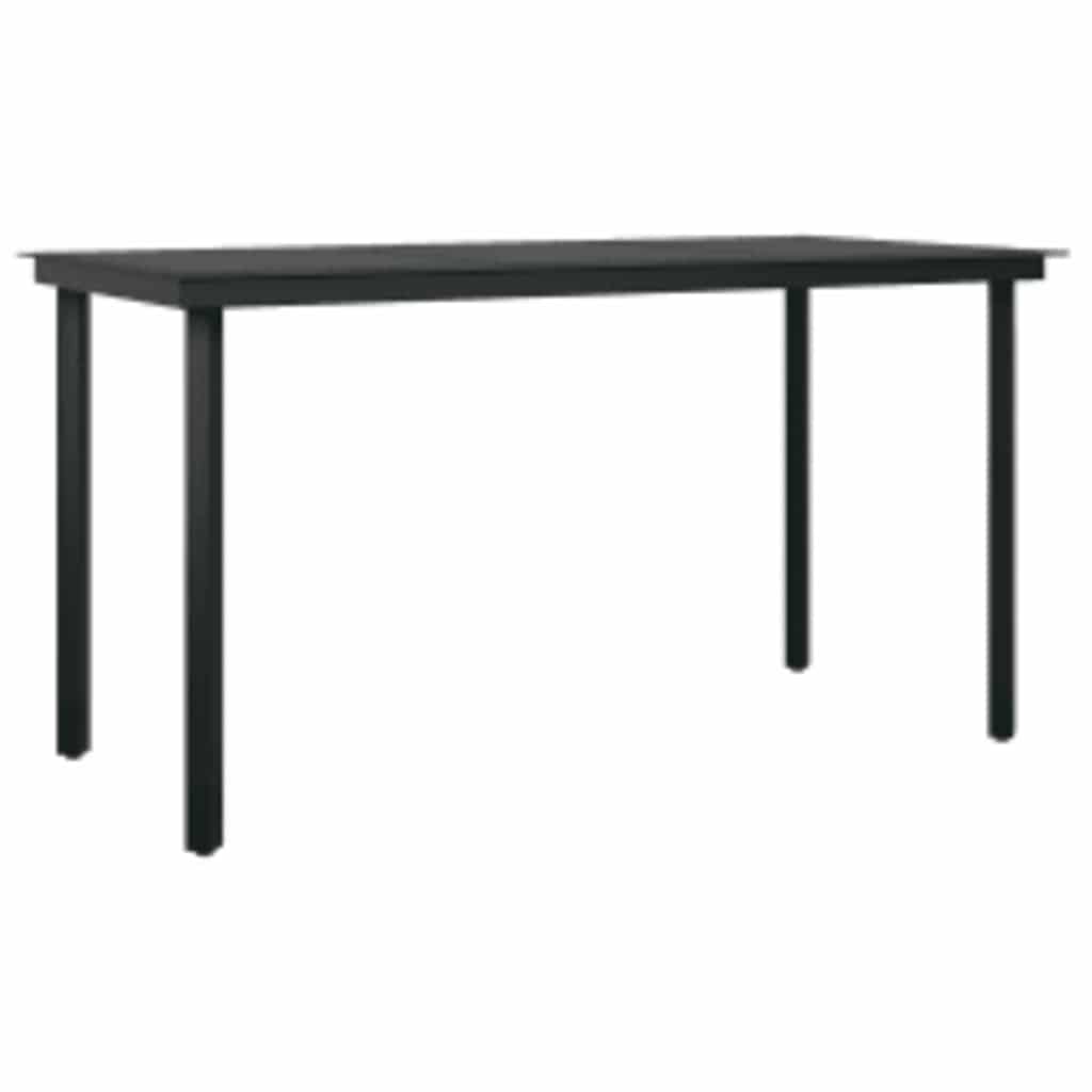 5 Piece Garden Dining Set Black Poly Rattan Glass
