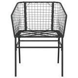 5 Piece Garden Dining Set Black Poly Rattan Glass