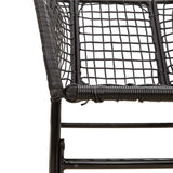 5 Piece Garden Dining Set Black Poly Rattan Glass