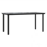 5 Piece Garden Dining Set Black Poly Rattan Glass