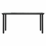 5 Piece Garden Dining Set Black Poly Rattan Glass