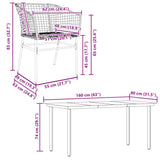 5 Piece Garden Dining Set Black Poly Rattan Glass