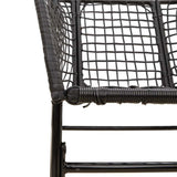 7 Piece Garden Dining Set Black Poly Rattan Glass
